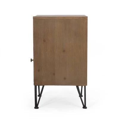 Pilster Contemporary End Table With Storage Walnut/Natural/Black - Christopher Knight Home - Image 4