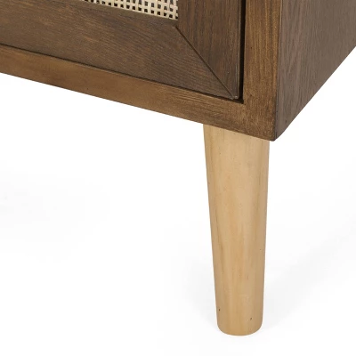 Hulett Contemporary End Table With Storage Walnut/Natural/Antique Gold - Christopher Knight Home - Image 7