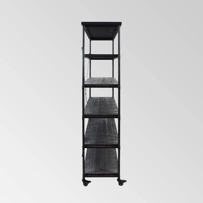 68" Farrells Industrial 5 Shelf Bookcase Gray - Christopher Knight Home - Image 2