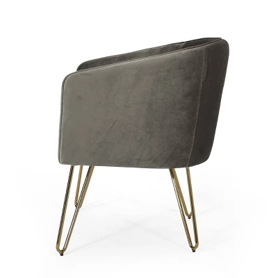 Grelton Modern Glam Velvet Club Chair With Hairpin Legs - Christopher Knight Home - Image 3