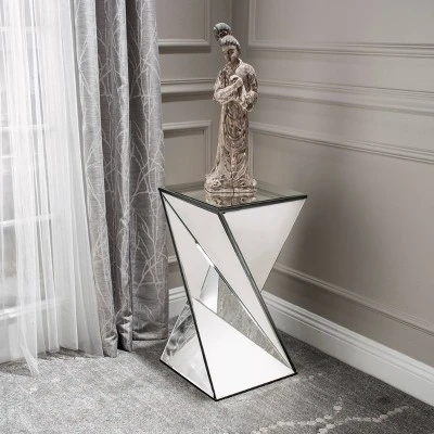 Amiel Geometrical Mirrored Side Table Silver - Christopher Knight Home