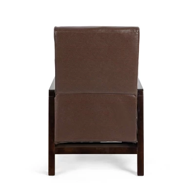 Fernhill Mid Century Modern Faux Leather Upholstered Pushback Recliner Dark Brown/Dark Espresso - Christopher Knight Home - Image 4