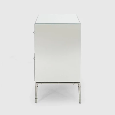 Crowley Modern Mirrored Cabinet Silver - Christopher Knight Home - Image 4