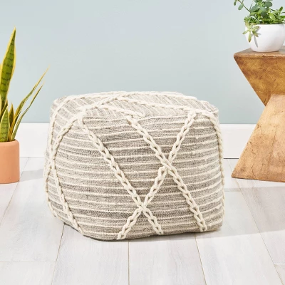 Borton Contemporary Pouf Gray - Christopher Knight Home
