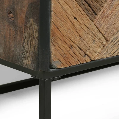 Burdine Handcrafted Boho Wood 3 Drawer Cabinet Natural/Black - Christopher Knight Home - Image 8