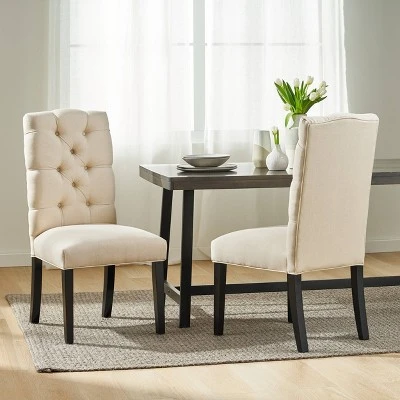 Set Of 2 Berlin Tufted Fabric Dining Chair Natural - Christopher Knight Home - Image 4