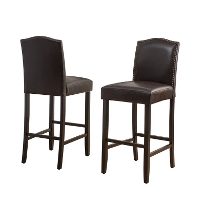 Set Of 2 Darren Contemporary Upholstered Barstools With Nailhead Trim - Christopher Knight Home - Image 4