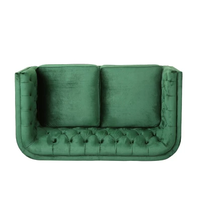 Holasek Contemporary Velvet Upholstered Tufted Loveseat - Christopher Knight Home - Image 4