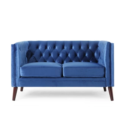 Holasek Contemporary Velvet Upholstered Tufted Loveseat - Christopher Knight Home - Image 11