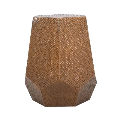 Pamsha Modern Hammered Iron Geometric Brushed Antique Side Table Bronze - Christopher Knight Home - Image 2