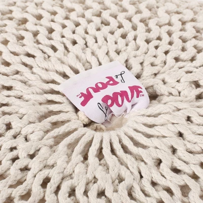 Barwick Modern Knitted Round Pouf Ivory - Christopher Knight Home - Image 3