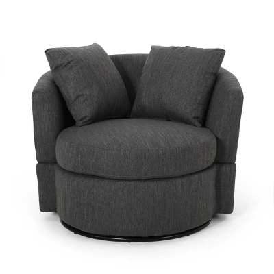 Smyrna Contemporary Upholstered Swivel Club Chair - Christopher Knight Home - Image 10