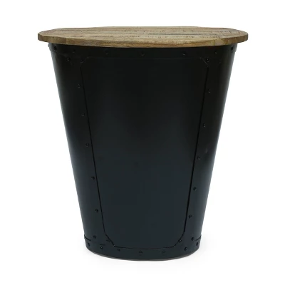 Opheim Industrial Handcrafted Mango Wood Side Table Natural/Black - Christopher Knight Home