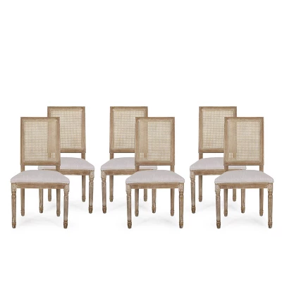 Set Of 6 Regina French Country Wood And Cane Upholstered Dining Chairs - Christopher Knight Home - Image 14