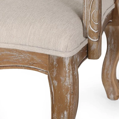 Set Of 2 Andrea French Country Wood And Cane Upholstered Dining Armchairs - Christopher Knight Home - Image 8