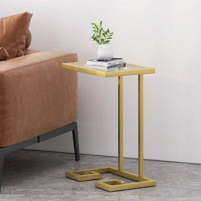Hickson Modern Glam C Shaped End Table Gold - Christopher Knight Home