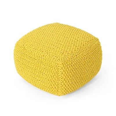 Hollis Knitted Cotton Square Pouf - Christopher Knight Home - Image 6