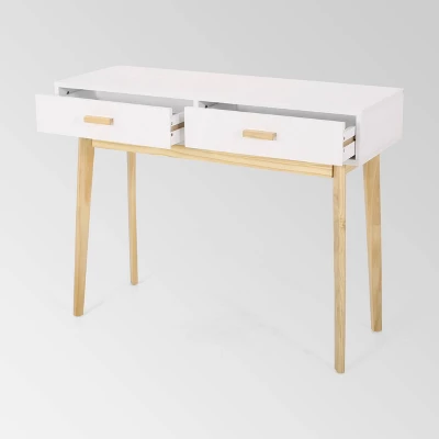 Pickford Mid-Century Modern 2 Drawer Console Table Matte White - Christopher Knight Home - Image 2