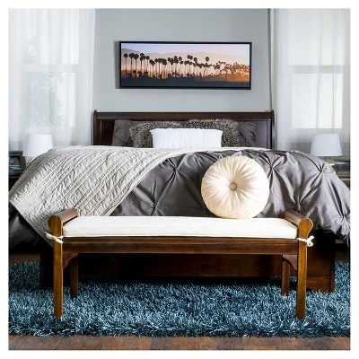 Nelson Wood Bench With Cushion Mahogany - Christopher Knight Home