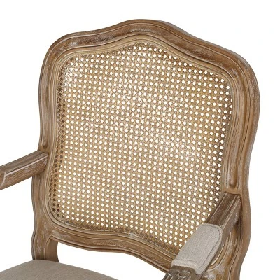 Set Of 2 Andrea French Country Wood And Cane Upholstered Dining Armchairs - Christopher Knight Home - Image 9