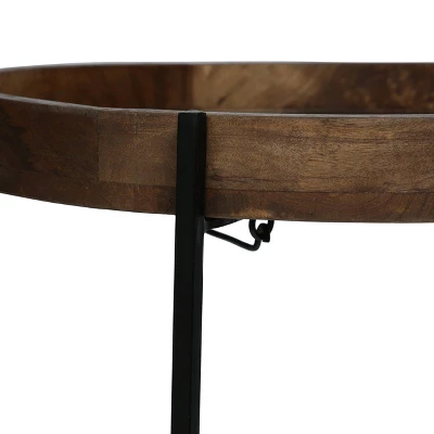 Tift Handcrafted Modern Industrial Mango Wood Folding Tray Top Side Table Natural/Black - Christopher Knight Home - Image 4