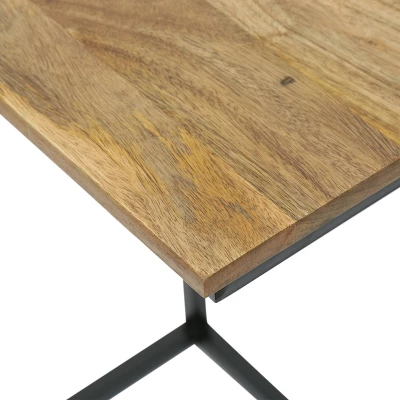 Oceola Modern Industrial Handcrafted Mango Wood C Shaped Side Table With Charging Port Natural/Black - Christopher Knight Home - Image 6