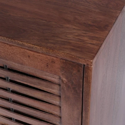 Punjab Handcrafted Boho Mango Wood 2 Door Sideboard French Gray/Antique Bronze - Christopher Knight Home - Image 4