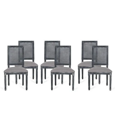 Set Of 6 Regina French Country Wood And Cane Upholstered Dining Chairs - Christopher Knight Home - Image 13