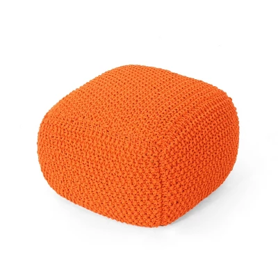 Hollis Knitted Cotton Square Pouf - Christopher Knight Home - Image 5