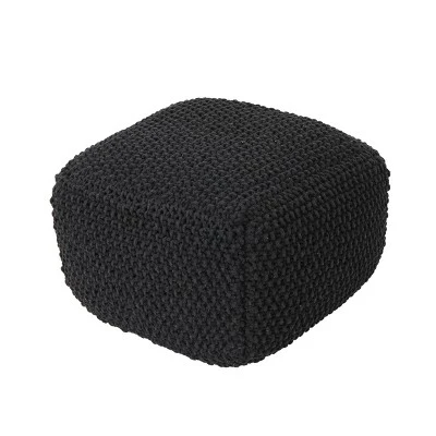 Hollis Knitted Cotton Square Pouf - Christopher Knight Home - Image 4