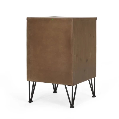 Pilster Contemporary End Table With Storage Walnut/Natural/Black - Christopher Knight Home - Image 3