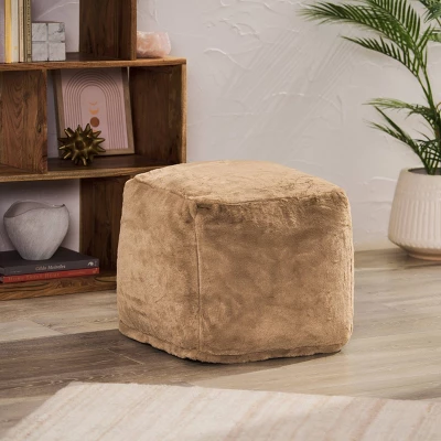 Cube Silkie Modern Glam Faux Fur Pouf - Christopher Knight Home