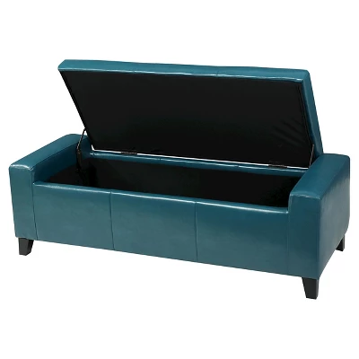 Guernsey Faux Leather Storage Ottoman Bench Teal - Christopher Knight Home