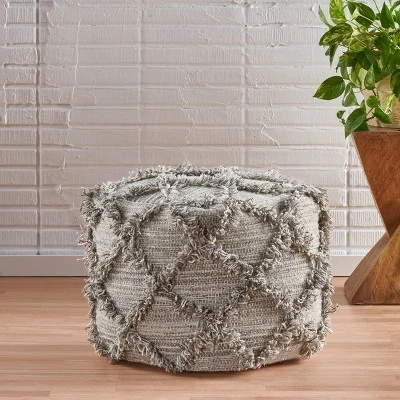 Jucar Handcrafted Boho Fabric Cube Pouf - Christopher Knight Home