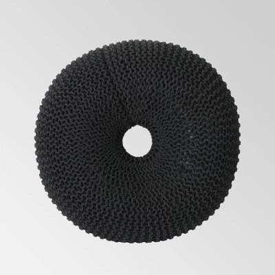 Burley Knitted Donut Pouf Dark Gray - Christopher Knight Home - Image 3