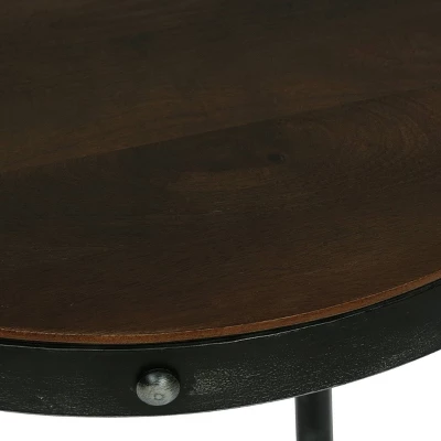 Rivet Modern Industrial Handcrafted Round Mango Wood Side Table Brown/Antique Gunmetal - Christopher Knight Home - Image 5