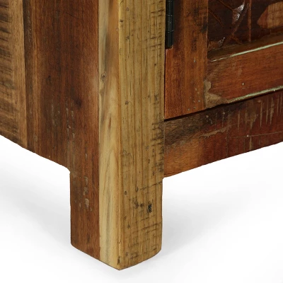 Greenler Boho Handcrafted 2 Door Wood Sideboard Natural/Multi Colored - Christopher Knight Home - Image 10