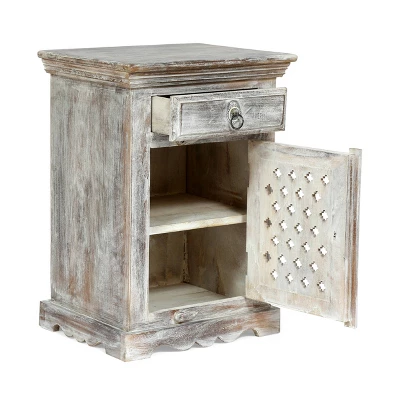 Tijeras Handcrafted Boho Mango Wood Nightstand Distressed White - Christopher Knight Home - Image 2