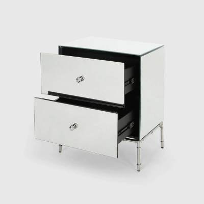 Crowley Modern Mirrored Cabinet Silver - Christopher Knight Home - Image 2