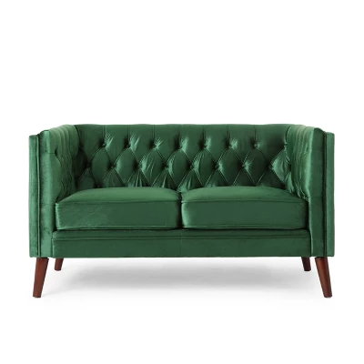 Holasek Contemporary Velvet Upholstered Tufted Loveseat - Christopher Knight Home - Image 10