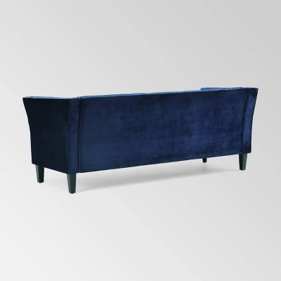 Chatwin Contemporary Tufted Velvet Sofa Dark Blue - Christopher Knight Home - Image 4