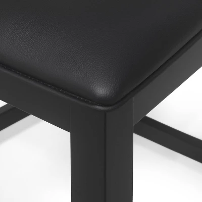 2pc Benner Farmhouse Upholstered Wood Counter Height Barstools Black - Christopher Knight Home - Image 7