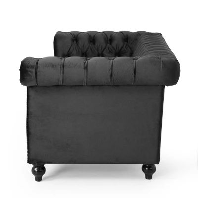 Brinkhaven Modern Glam Tufted Velvet Loveseat With Nailhead Trim - Christopher Knight Home - Image 3