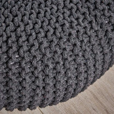Burley Knitted Donut Pouf Dark Gray - Christopher Knight Home - Image 2