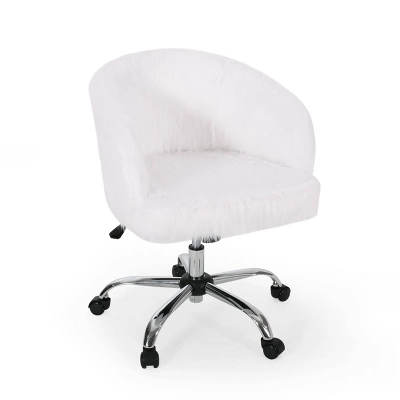 Syosset Modern Glam Swivel Office Chair White/Silver - Christopher Knight Home - Image 2