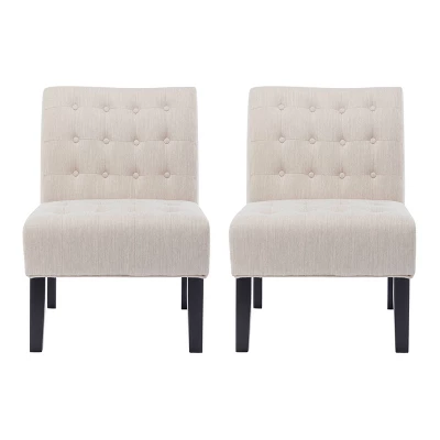 Set Of 2 Lewis Contemporary Fabric Tufted Slipper Chairs - Christopher Knight Home - Image 9
