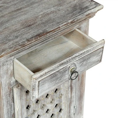 Tijeras Handcrafted Boho Mango Wood Nightstand Distressed White - Christopher Knight Home - Image 7