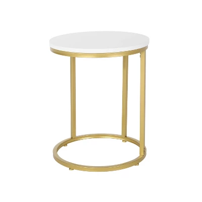 Ingersol Modern Glam C Shaped End Table White/Gold - Christopher Knight Home - Image 2