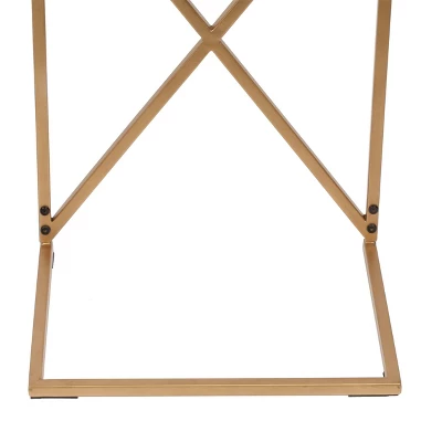 Bucyrus Rustic Glam Handcrafted Acacia Wood C Shaped Side Table Dark Brown/Gold - Christopher Knight Home - Image 9