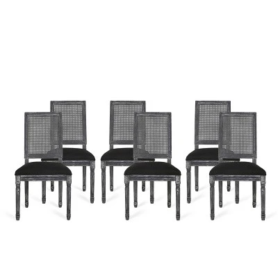 Set Of 6 Regina French Country Wood And Cane Upholstered Dining Chairs - Christopher Knight Home - Image 12